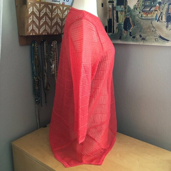 Chicos Travelers Collection Asymmetrical Sheer Blouse - Picture 6 of 11